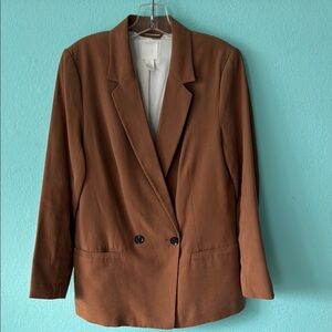 H&M Brown Blazer Structured Suit Jacket